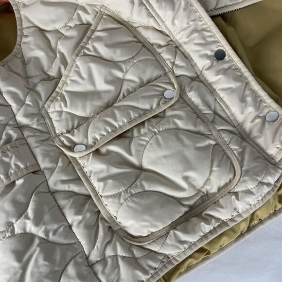 J. Crew Quilted Vest with PrimaLoft Beige Women's Size L - Picture 6 of 9